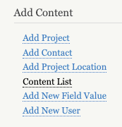 Select "Content List"